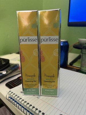 2 Purlisse Pineapple Bright Cleansing Gel Full Size 3.4 Oz Cleanses Hydrates NIB