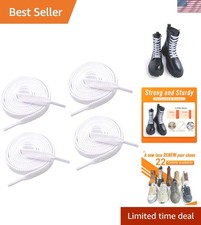 Stylish 120cm White Flat Shoelaces - Double Layer Design for Sneakers - 2 Pairs