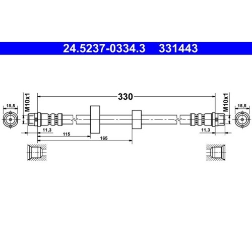 1X Bremsschlauch Ate 24.5237-0334.3 Passend FüR Vag-image