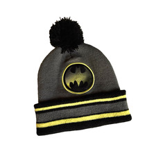 Youth Batman Hat Snow Winter Beanie Knit Gray Black Boys Child DC COMICS