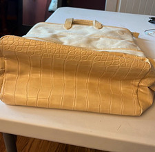 BEIS everyday convertible tote backpack beige croc polished gold hardware