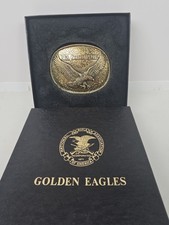 New Vintage NRA Solid Brass Golden Eagles Belt Buckle National Rifle Association