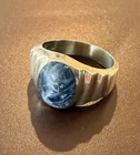 Vintage 925 Sterling Silver Blue Sodalite Ring Size 12 From México Signed TF-83