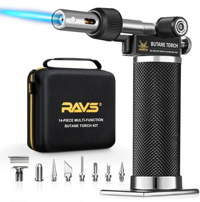 Iron Butane Soldering Kit 14 Piece Portable Adjustable Flame RAVS Cordless Torch