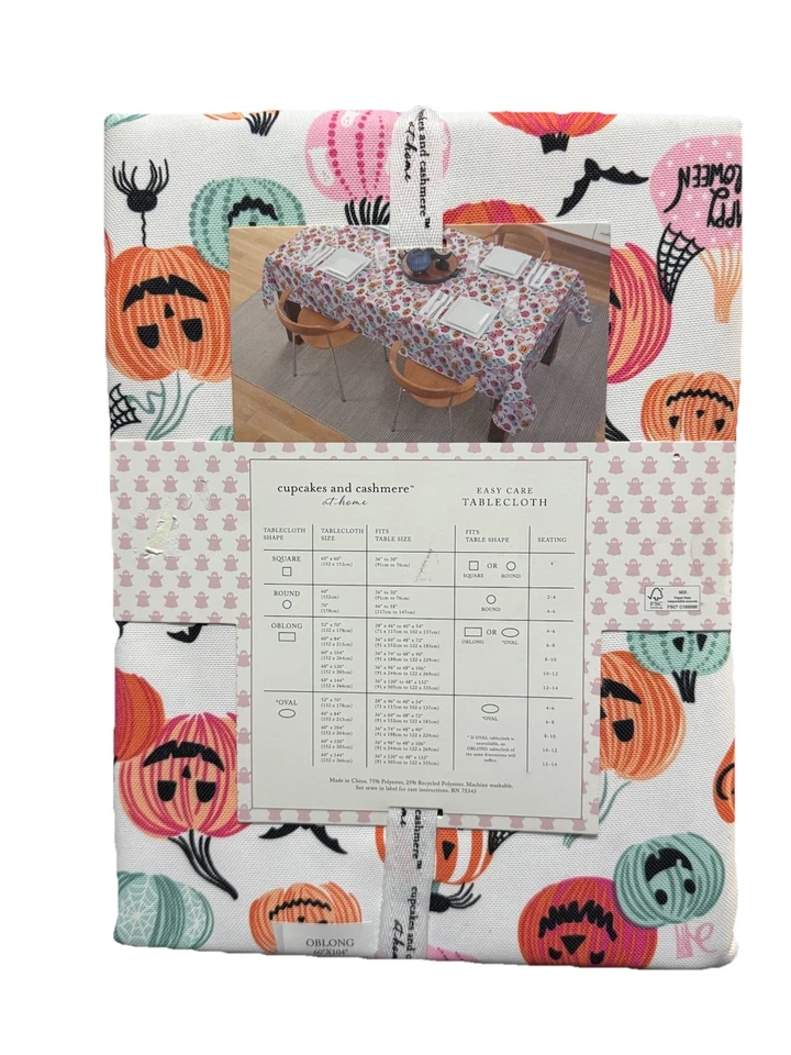CUPCAKES & CASHMERE Multicolour Pumpkin Halloween Party Tablecloth 152x213cm New - Image 3 of 4