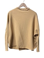 Frank Eileen Effie Long Sleeve Funnel Neck Capelet Triple Fleece Camel Medium