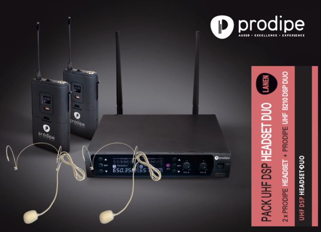 Prodipe PROUHFHEADSETDUO  Sistema wireless UHF 2x50 frequenze, con due microfoni