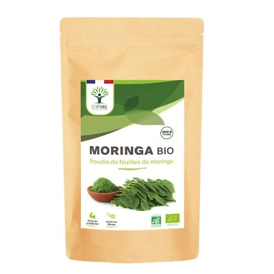 BIOPTIMAL Moringa Bio en poudre - Conditionné en France – Vegan - 300 g