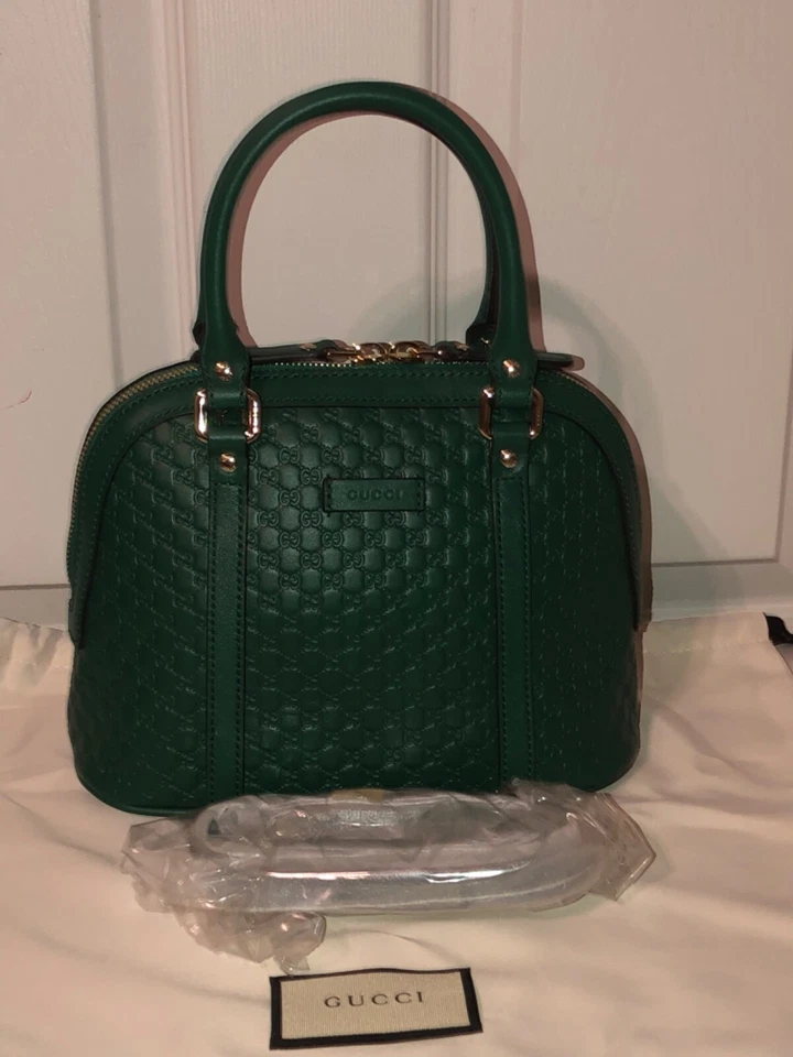Bolsa de couro GUCCI Microguccissima DOME com alça - VERDE ESMERALDA - NOVA