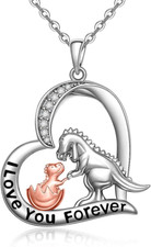 Love you Forever Dinosaur Pendant Necklace Gifts for Women 925 Sterling Silver