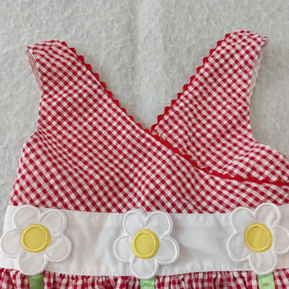 Red Checkered Easter Dress Kidgets Size 2T Flowers - Image 3 of 4