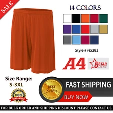 A4 Mens Polyester Moisture Wicking 9" Cooling Performance Shorts N5283 S-3XL