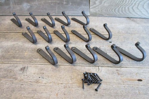 15 IRON COAT HOOKS HAT HAND FORGED 4" LONG ANTIQUE STYLE HOOK ENTRY U-SHAPE HAT - 第 1/7 張圖片
