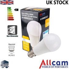 Allcam 10W B22 BC LED Light Bulb Warm White 3000K equivalent ~70W Candescent 