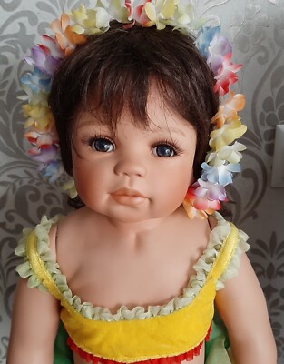 Künstlerpuppe '' HawaiianDancer'' Monika Levenig., Inkl. Zertifikat Vollporzellan 