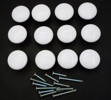 12 Vintage Porcelain/Ceramic Drawer Pulls Knobs White 1 1/2" Nice Condition