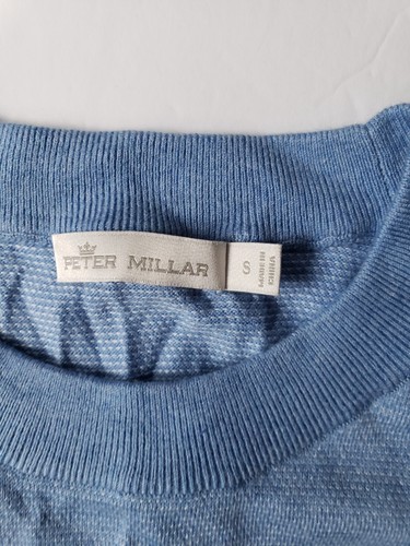 PETER MILLAR Crown Soft Birdseye Crewneck Sweater Jumper Light Blue Size S NWOT - Picture 4 of 12