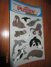 Vintage Paper Magic Fuzzy Ocean Creatures Stickers 1 Sheet of 10 Stickers MIP