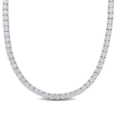 Amour Tennis-Halskette Sterlingsilber 33 Karat TGW erstellt weißer Saphir