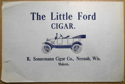 Der Kleine Ford Zigarre - Flyer - R Sonnemann Zigarre Co., Neenah WI. 5 X 4 Zoll