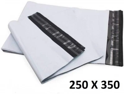 10X Enveloppe Plastique 250x350+40mm Adhésif Blanche Opaque Indéchirable 60u - Photo 1/2