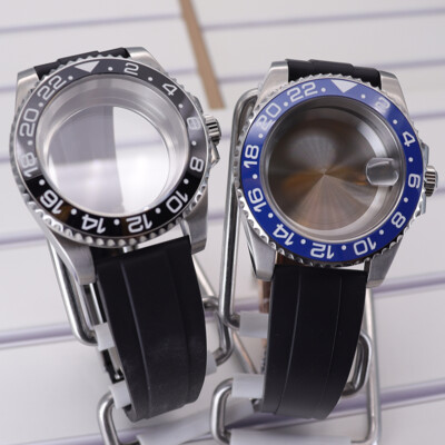 40mm Luxury Men's Watch Cases parts Rubber strap For Seiko nh35 Nh36 38 Movement