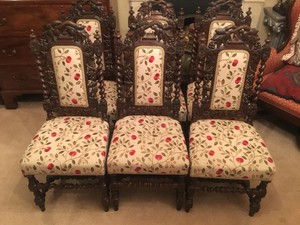 Antique Matched Set Of Six Jacobean Revival Chairs Ebay
