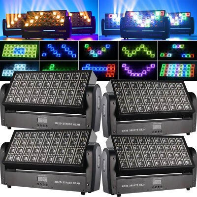 4Stück 250W Wallwasher Bühnenlicht RGBW 36LED DMX Strobe Moving Head DJ Strahler