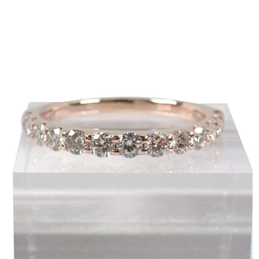 Used K18PG Diamond 1.00ct Half Eternity Ring US size8.5 g144 34