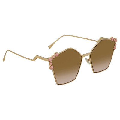 Fendi Gold and Brown Gradient Sunglasses FENDI First FE4082US 30T Gold Square Rimless Sunglasses With  main image 3