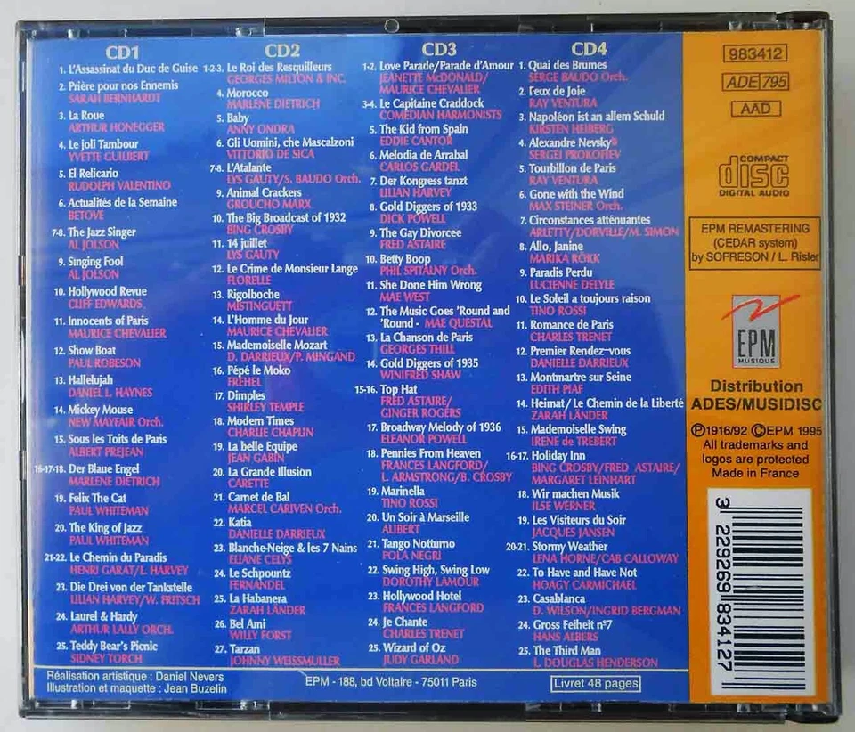 4CD Box Le Cinema A 100 Ans - Musiques et Chansons de Films 1895 - 1995 - Bild 2 von 2