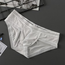 Boxer uomo seta intimo marsupio U pene slip ultra sottile pizzo mutandine vita bassa