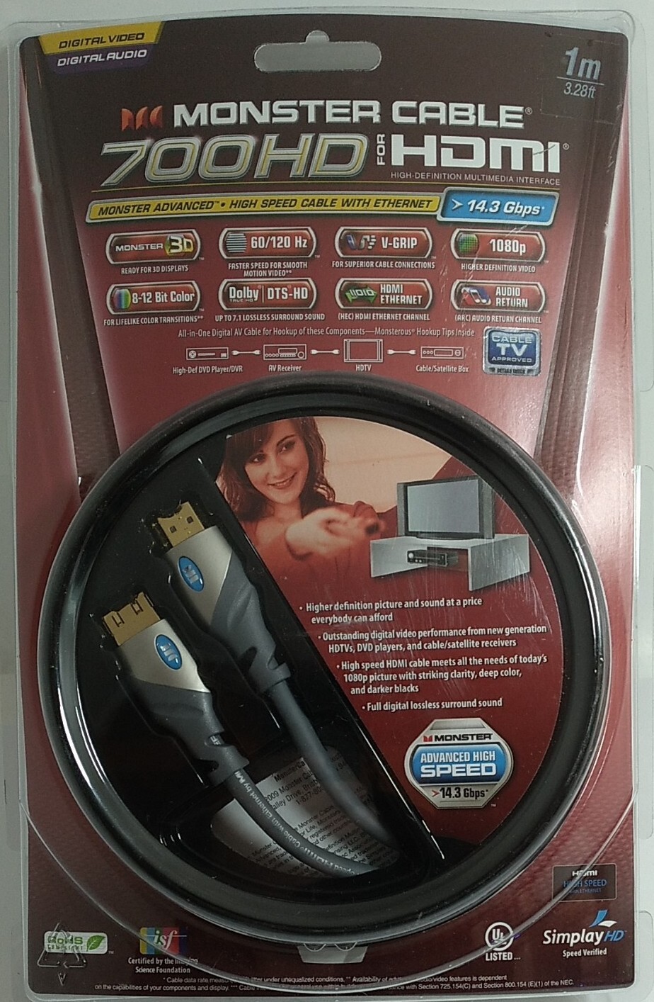 3ft Premium High Speed HDMI Cable with 24K Gold Contacts for LCD LED Blu-ray-image