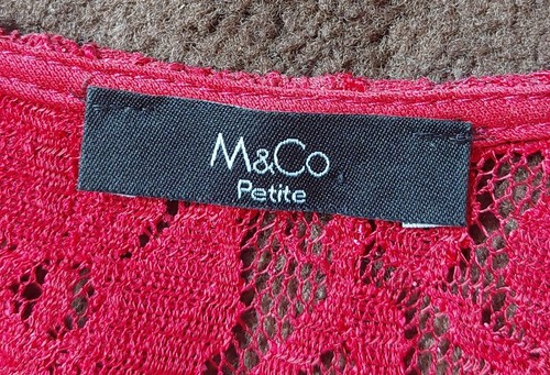M&Co Dark Red Sparkly Dress Size 8 Petite, Lace Style, Lined, V-Neck, VGC - Picture 7 of 10