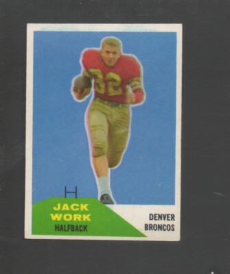 1960 Fleer Football Card #88 Jack Work-Denver Broncos Near Mint Card