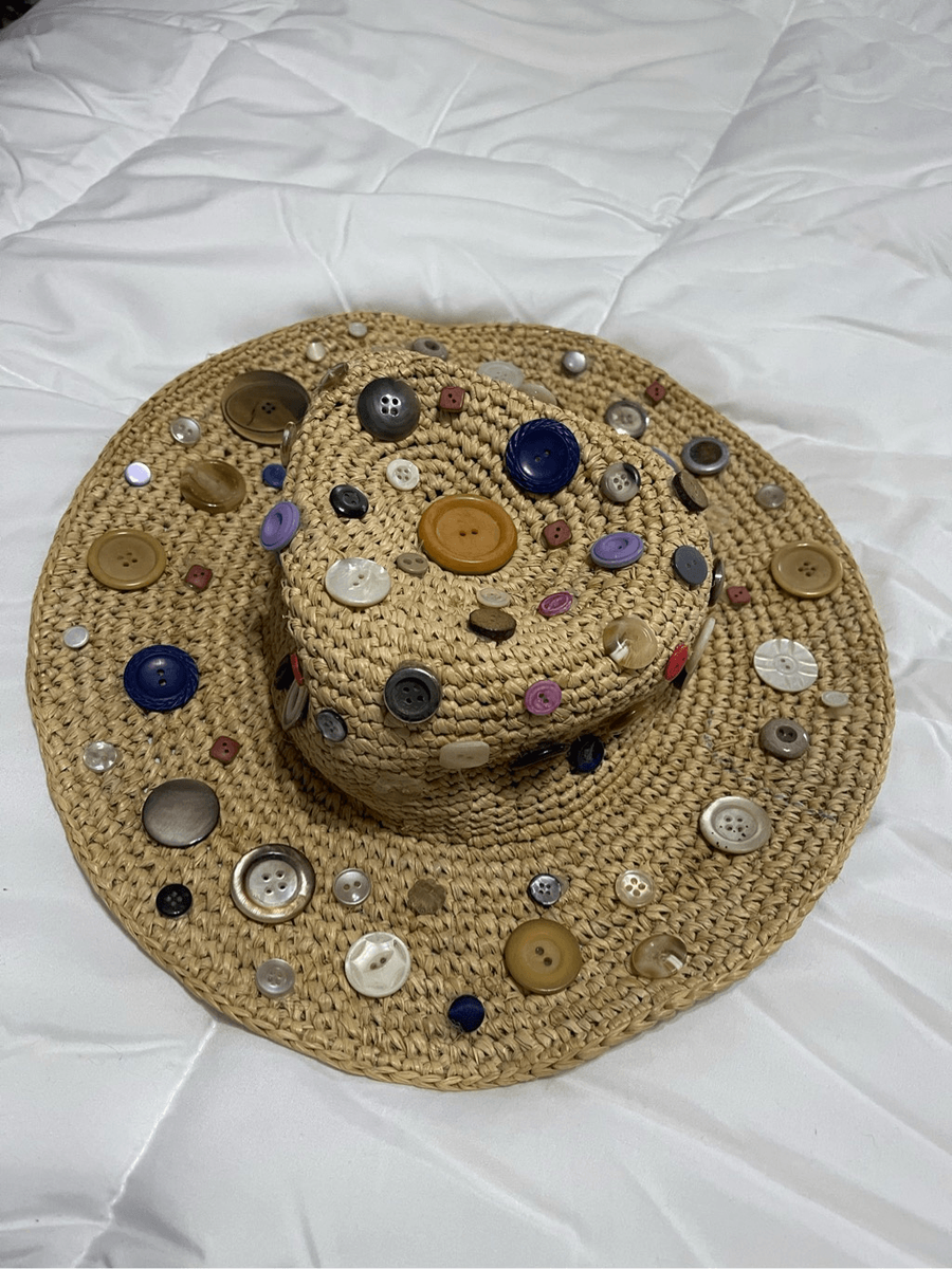 Button Straw Hat Hippie Boho Chic Small Medium Button Straw Hat Hippie Boho Chic Small Medium | eBay main image 2