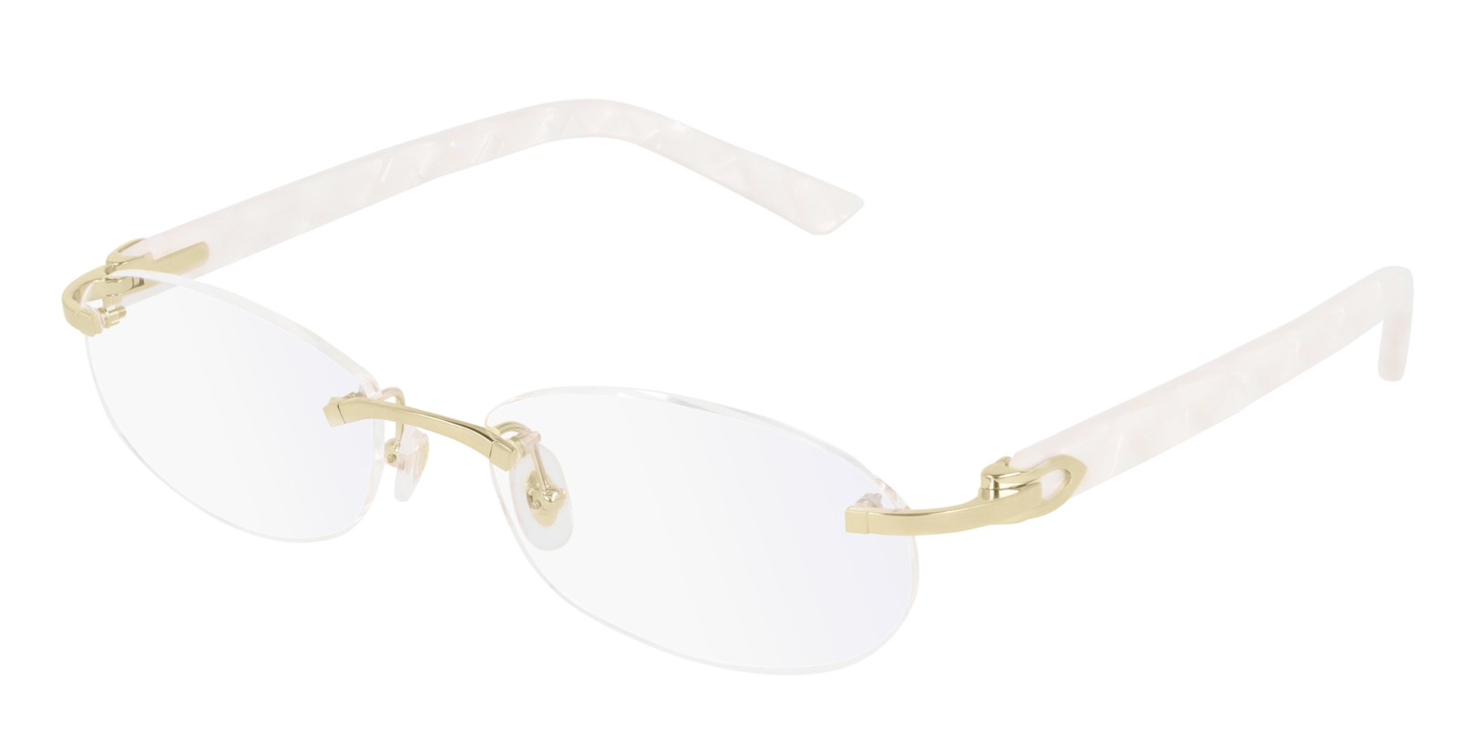 Cartier CT0056O 002 White Pearl Rimless Eyeglasses Frame Authentic-image