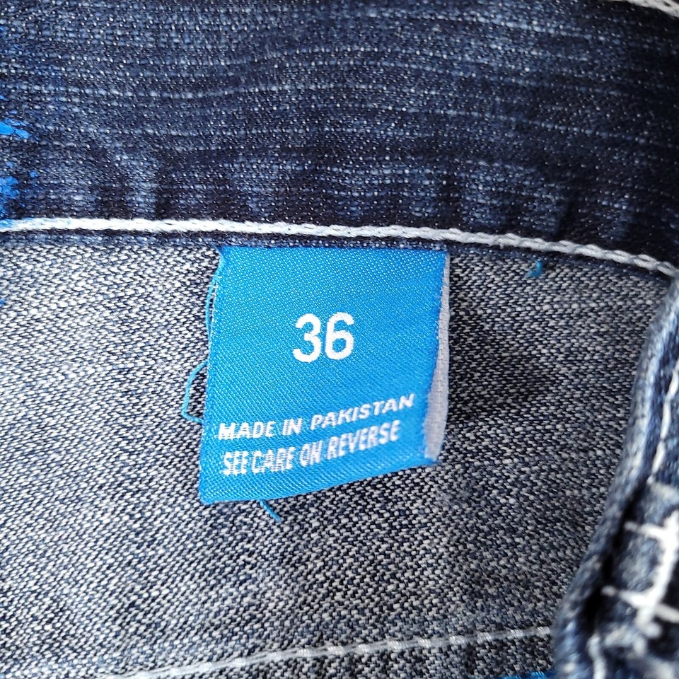 Men's Denim Shorts Embroidered Back Pockets Relaxed Fit High Rise Blue