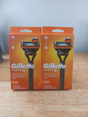Black Gillette Fusion 5, 1 Handle/2 Cartridges Per Pack( Pack of Two)