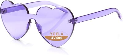 OLIN Heart Thick Oversized Rimless Sunglasses One Piece Eyewear Purple 