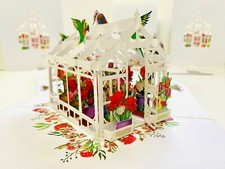 ORIGAMI POP CARDS Australian Greenhouse Garden Bird Greeting Card Happy Birthday