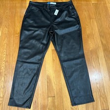Old Navy NWT 14 High Rise O.G. Straight Leg Black Faux Leather Pants