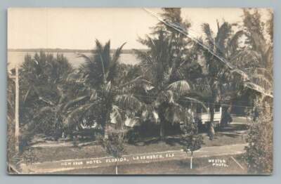 Hotel Florida View LAKE WORTH FL Photo RPPC Antique Weston PC (Crease) AZO 1920s