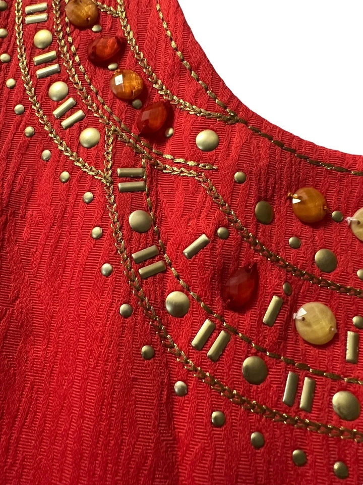 Jaqueta Blazer Alfred Dunner Manga Longa Sem Fecho Tamanho 16 Coral Escuro Dourado - Imagem 4 de 4