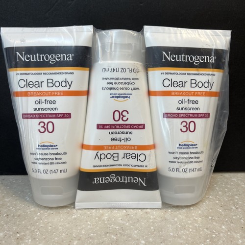 Neutrogena Clear Body Oil Free Sunscreen SPF 30 3 5oz Bottles New eBay