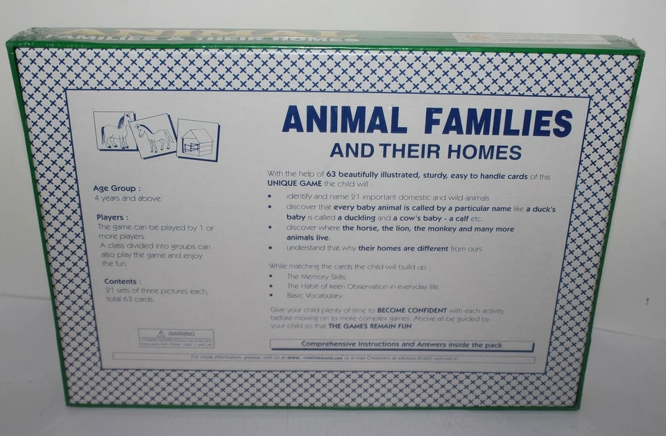 Animal Families & Their Homes Brand New Sealed 4+ Creative's Educational Game - Image 2 of 2
