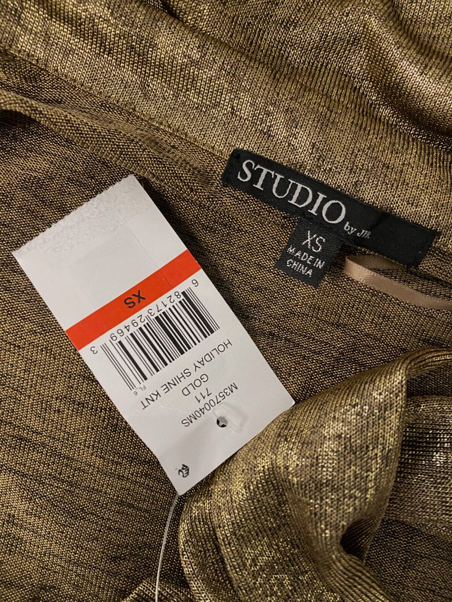クイーン $30 Studio by JPR Women's Gold Metallic Surplice Neck Faux Wrap