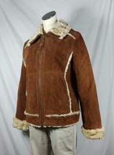 Vintage Wilsons Leather Rancher Jacket Faux Fur Trim Quilted Lining Brown Large