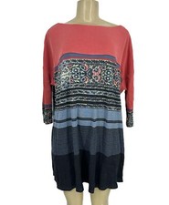 Free People Small Stepping Out Boho Tunic Shirt Dress Floral Striped 17-19