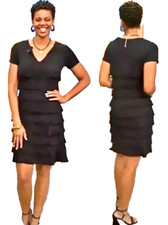 NEW Colleen Lopez Empire BLACK Dress with Ruffle Tiers PLUS SZ 2X